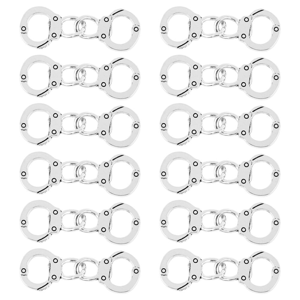 2600 72 Pack Silver Alloy Mini Handcuffs Charm Pendant for DIY Jewelry